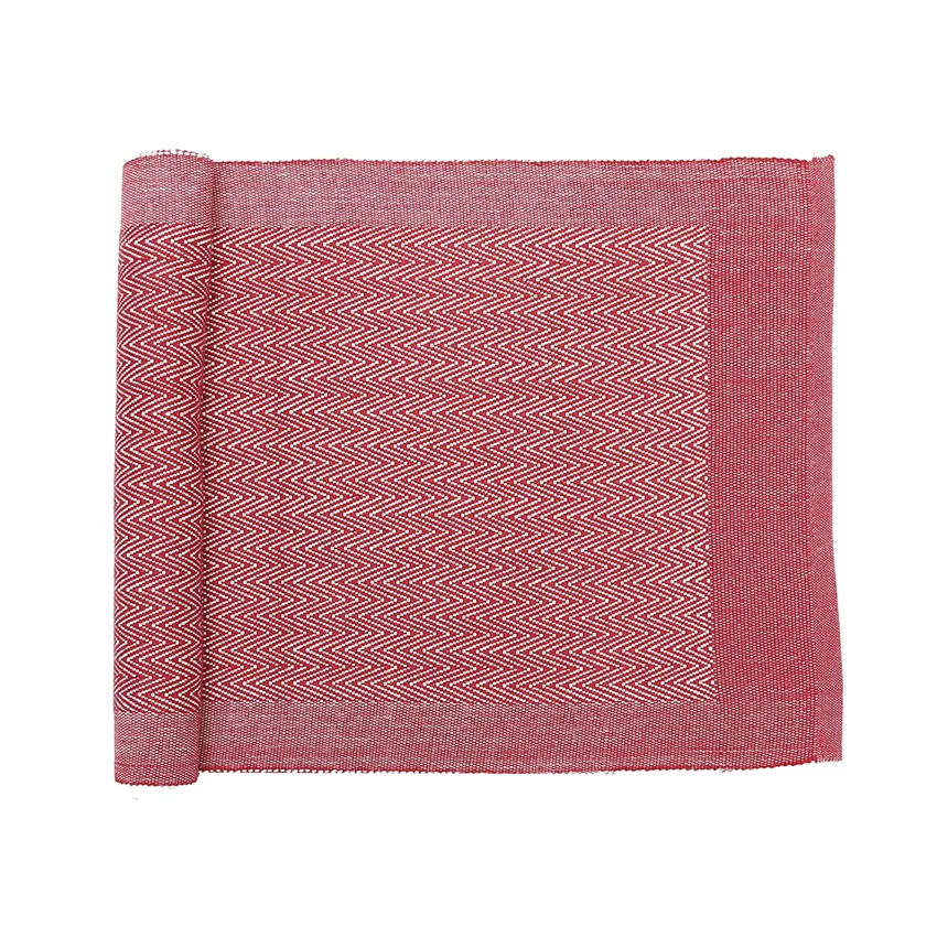 Recycled Table Runner Agnes, Dark Red/Beige