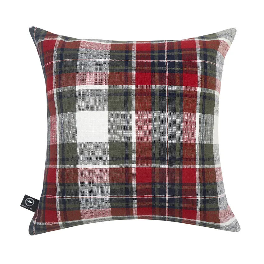 Recycled Cushion Cover Hilda, Dark Red/Olive Green/Navy Blue