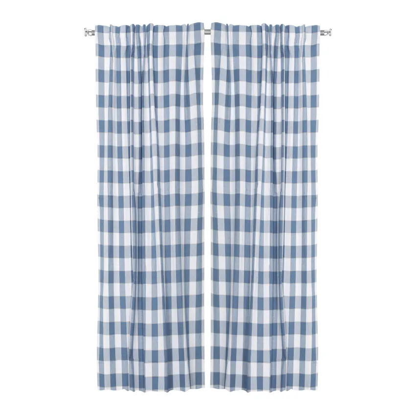 Recycled Curtain Panel 2-pack Ted, Grey Blue/Linen/White