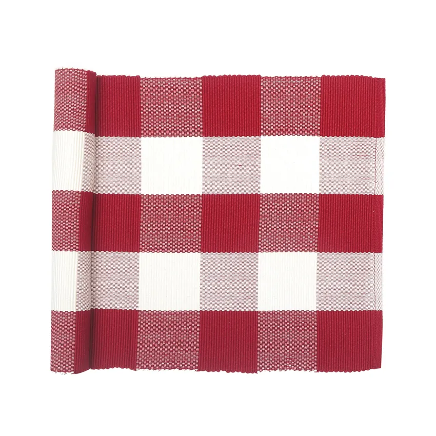 Recycled Table Runner Freya, Dark Red/Beige