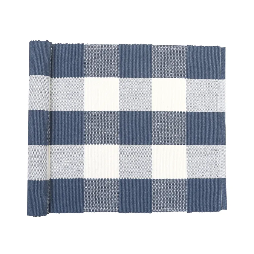 Recycled Table Runner Freya, Grey Blue/Beige