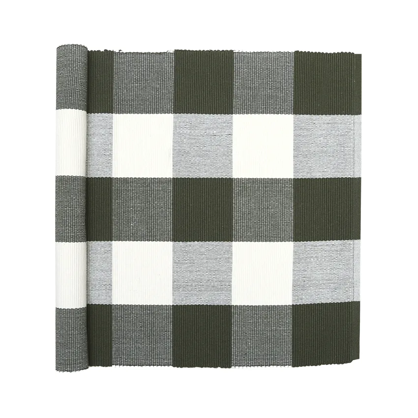 Recycled Table Runner Freya, Olive Green/Beige